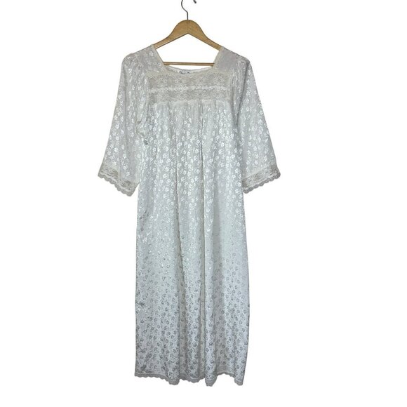 Dior Other - Vtg Christian Dior Square Lace Trim Nightgown Womens Size M Satin Cottagecore